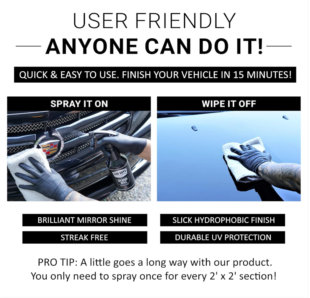 Hybrid Spray Wax | Advanced Car Wax | Long Lasting with towel