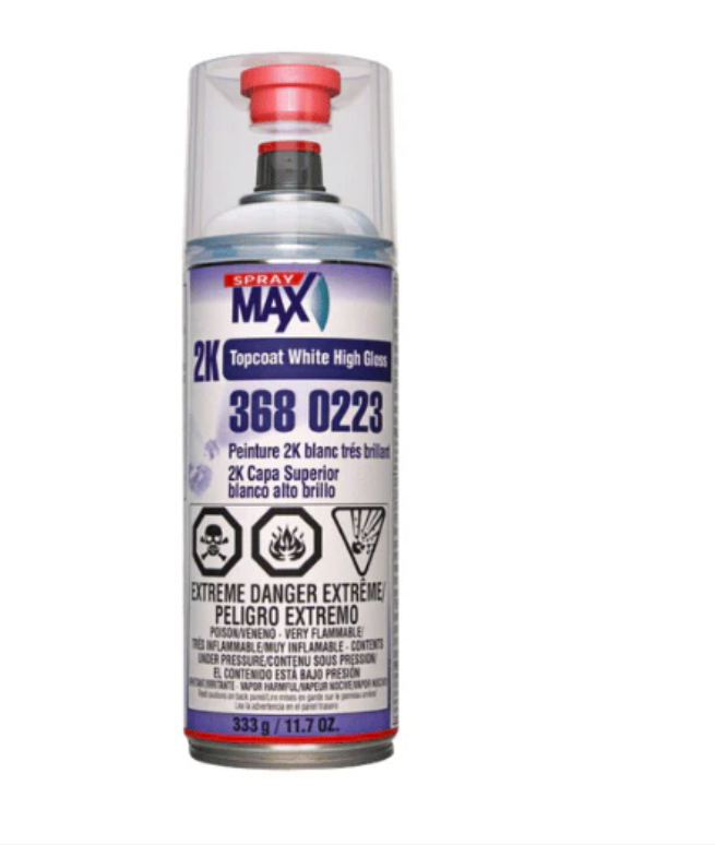 SprayMax® 3680223 2K DTM Topcoat, 12 oz Aerosol, High Gloss White