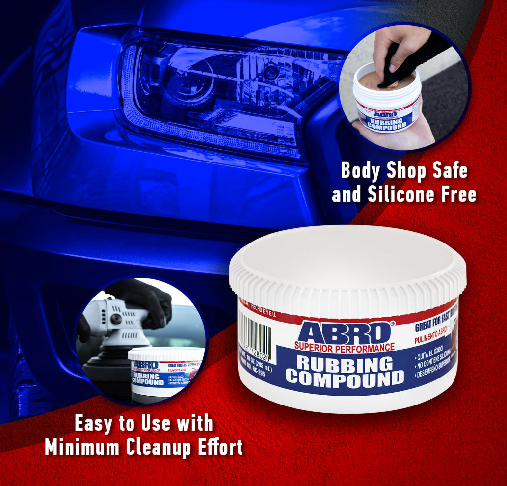 Superior Performance Automotive Rubbing Compound for Oxidized Finishes, Buff, Shine, Smooth, & Clean
