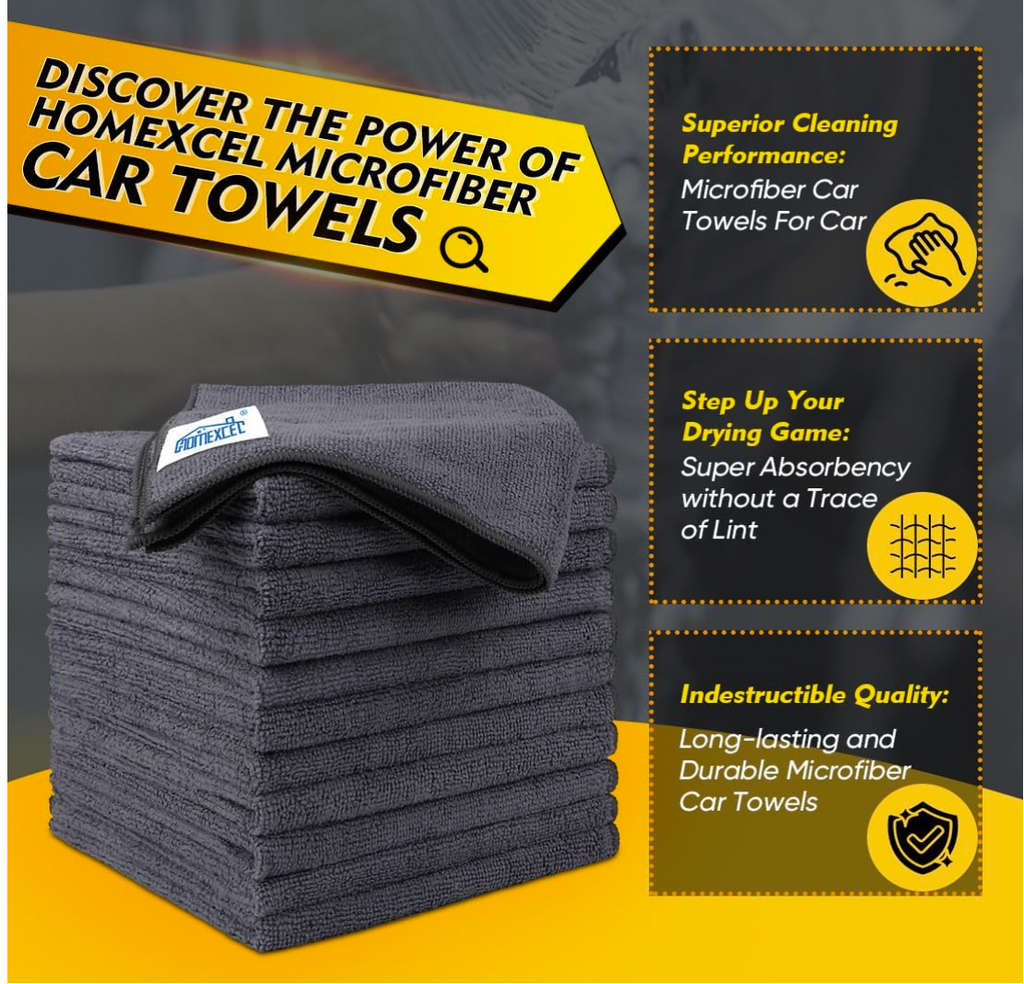 Microfiber Ultra Absorbent Cleaning Cloth, Lint Free, Streak Free Cleaning Rag Towels for Washing Cars, Kitchen and Window, 12.5 x 12.5 inches 6pcs