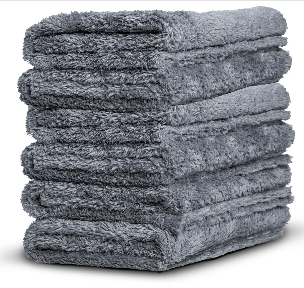 Borderless Grey Microfiber Towel (6pk) - Premium Ultra Soft Car Detailng Towel Cloths, 480gsm