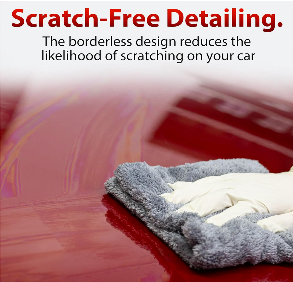 Borderless Grey Microfiber Towel (6pk) - Premium Ultra Soft Car Detailng Towel Cloths, 480gsm