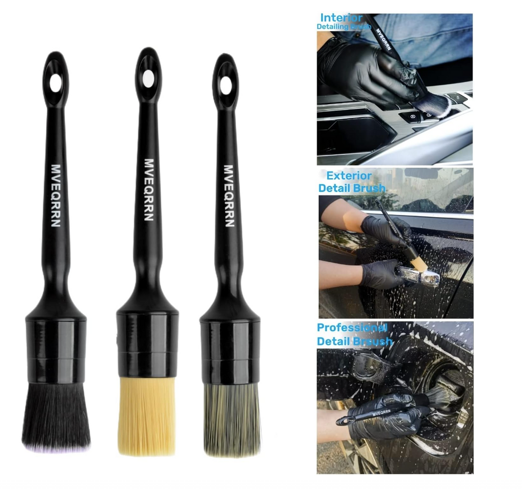 6pcs Car Detailing Brush Set-2pcs Boars Hair Car Detailing Brushes,2pcs Ultra Soft No Scratch Detailing Brush