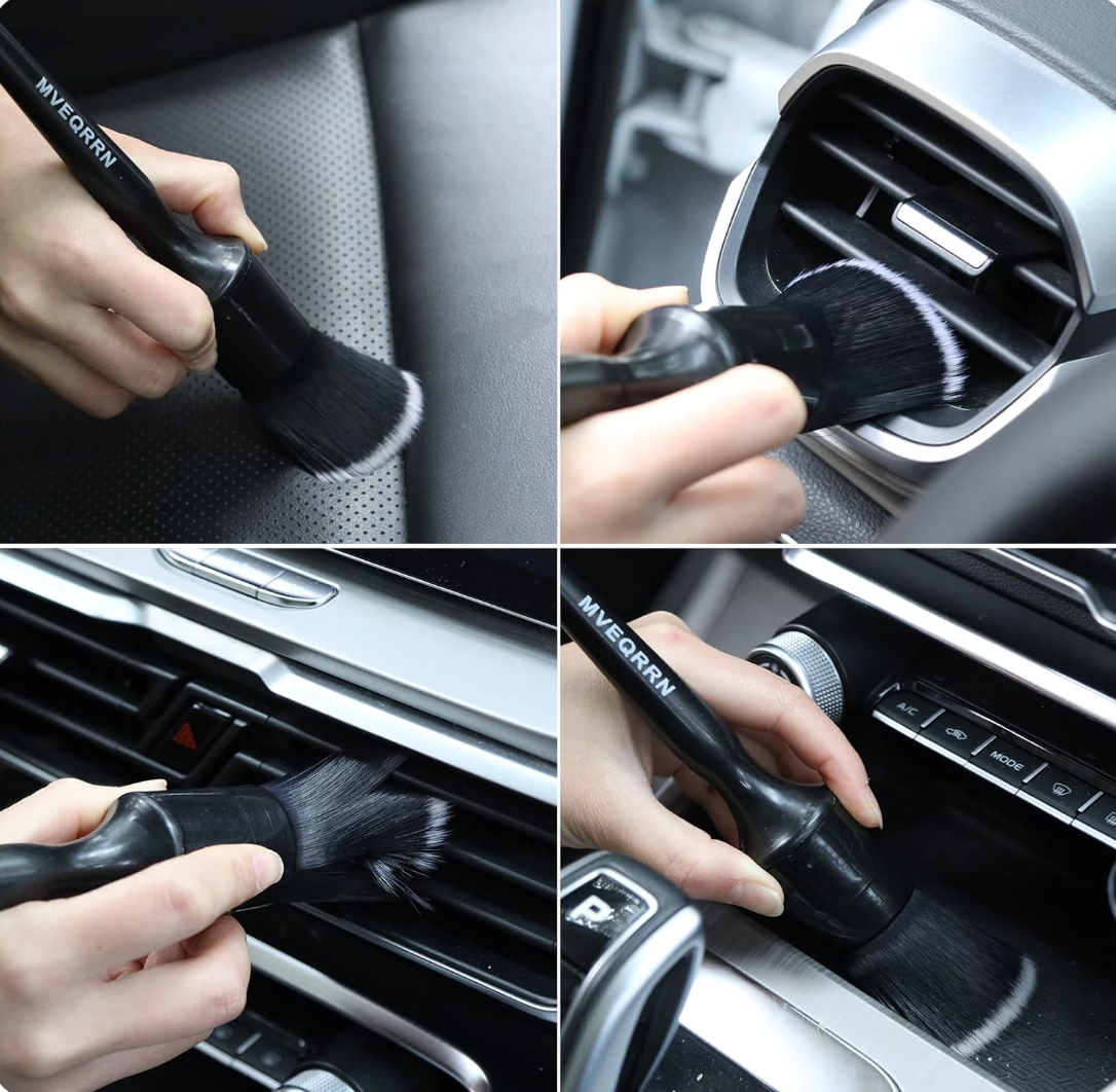 6pcs Car Detailing Brush Set-2pcs Boars Hair Car Detailing Brushes,2pcs Ultra Soft No Scratch Detailing Brush