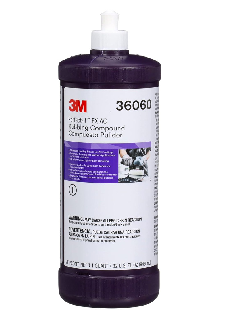 3M Rubbing Compound, 36060, Fast Cutting, High Performing, 1 qt (32 fl oz)
