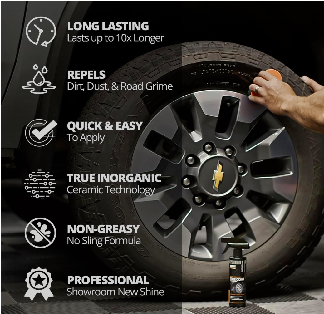 Rapid Ceramic Tire Coat – Showroom New Tire Shine – Deep Tire Black Finish
