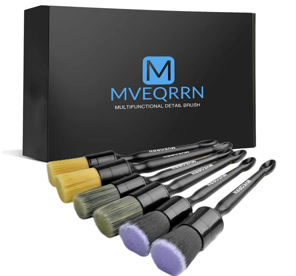 6pcs Car Detailing Brush Set-2pcs Boars Hair Car Detailing Brushes,2pcs Ultra Soft No Scratch Detailing Brush