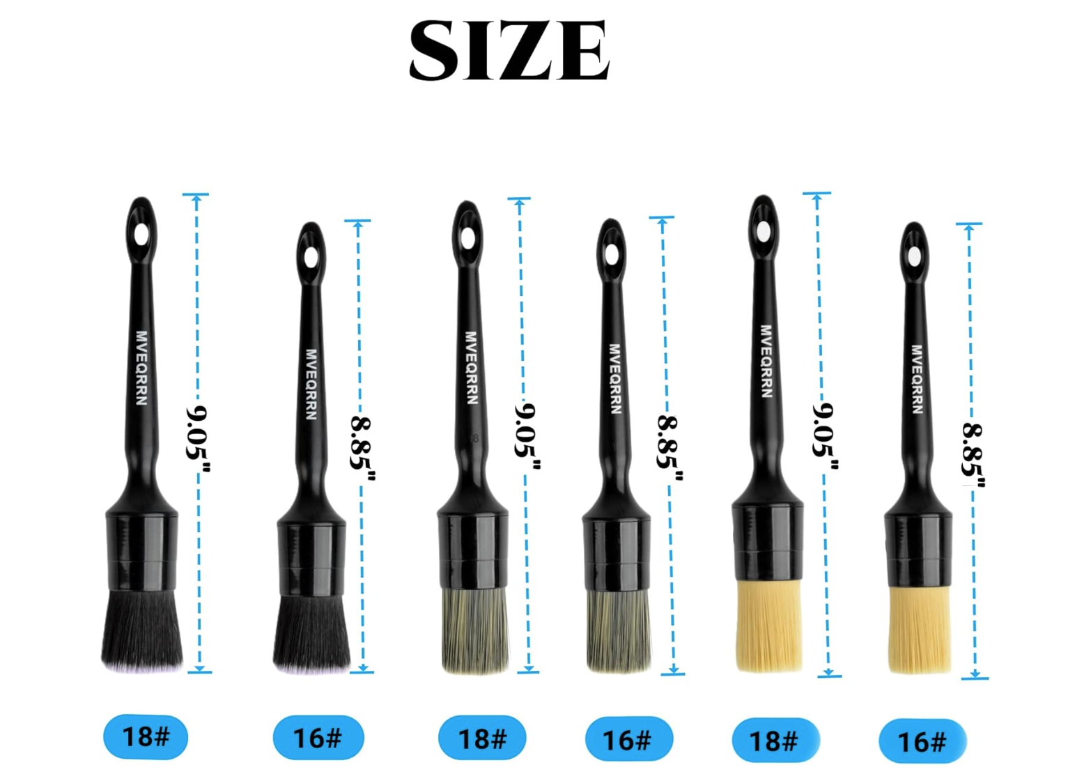 6pcs Car Detailing Brush Set-2pcs Boars Hair Car Detailing Brushes,2pcs Ultra Soft No Scratch Detailing Brush